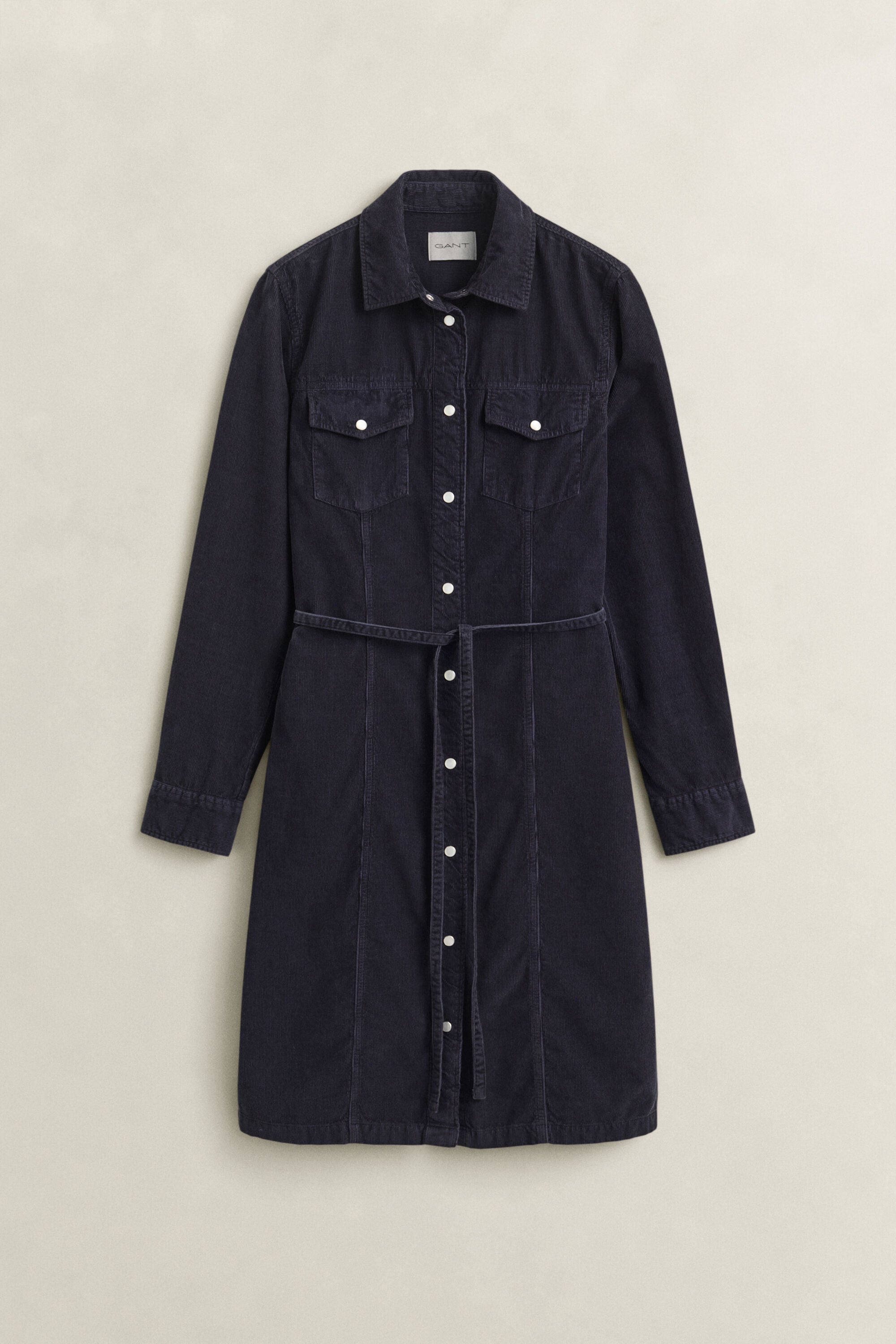 Belted Corduroy Shirt Dress