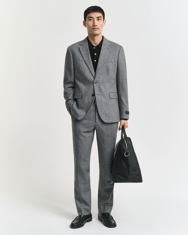 Slim Fit Flannel Herringbone Suit Jacket