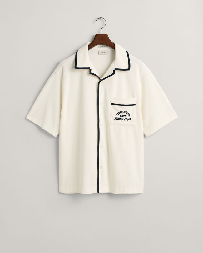 Relaxed Fit Terry Cloth Short Sleeve Shirt