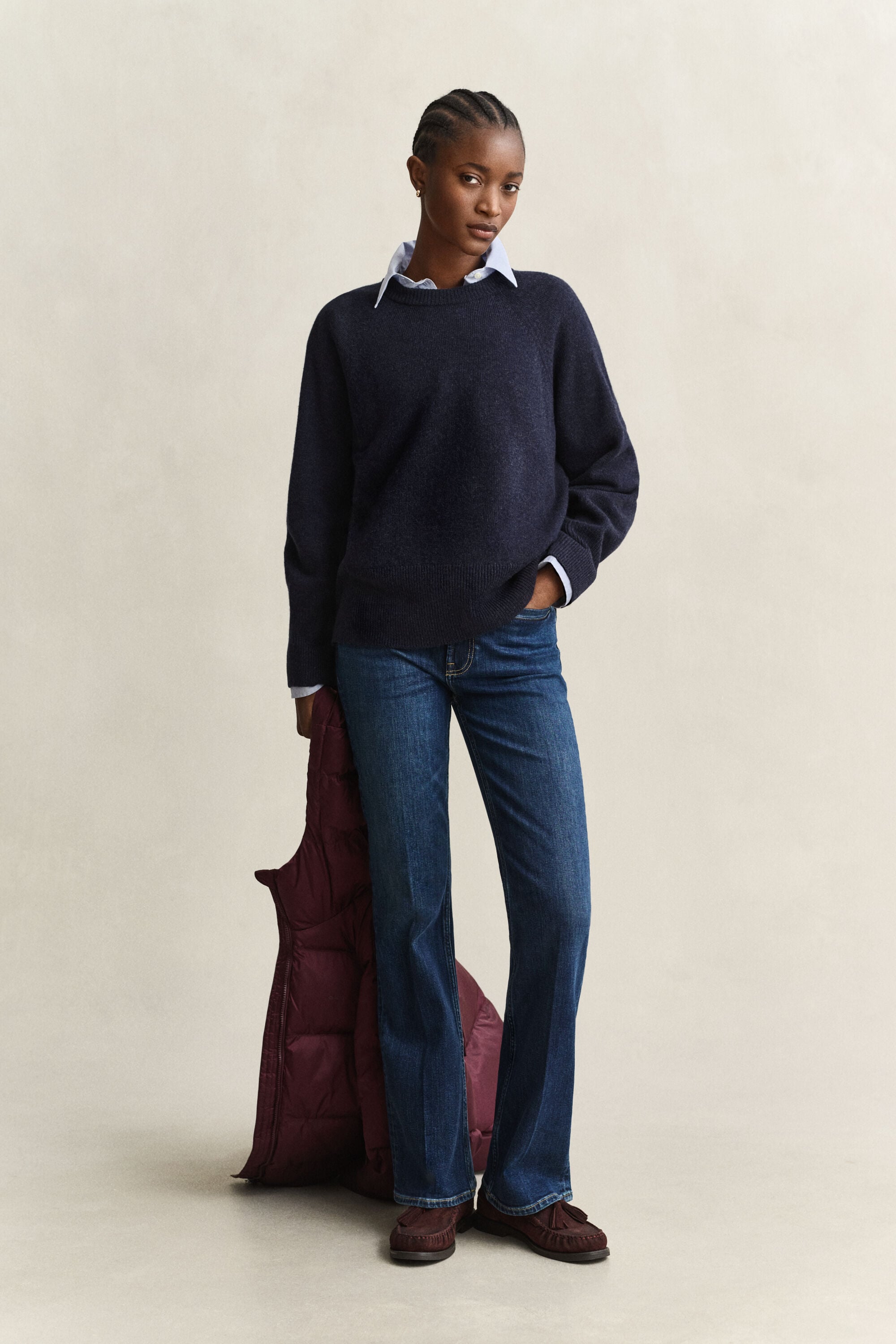 Wool Cashmere Crew Neck Sweater