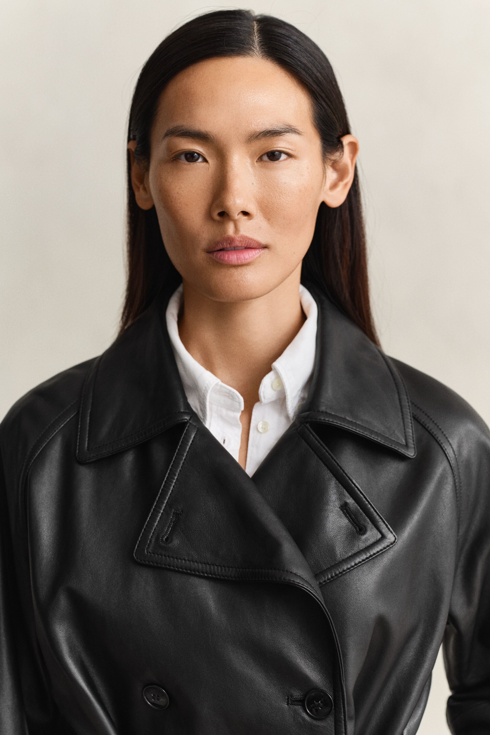 Short Leather Trench Coat