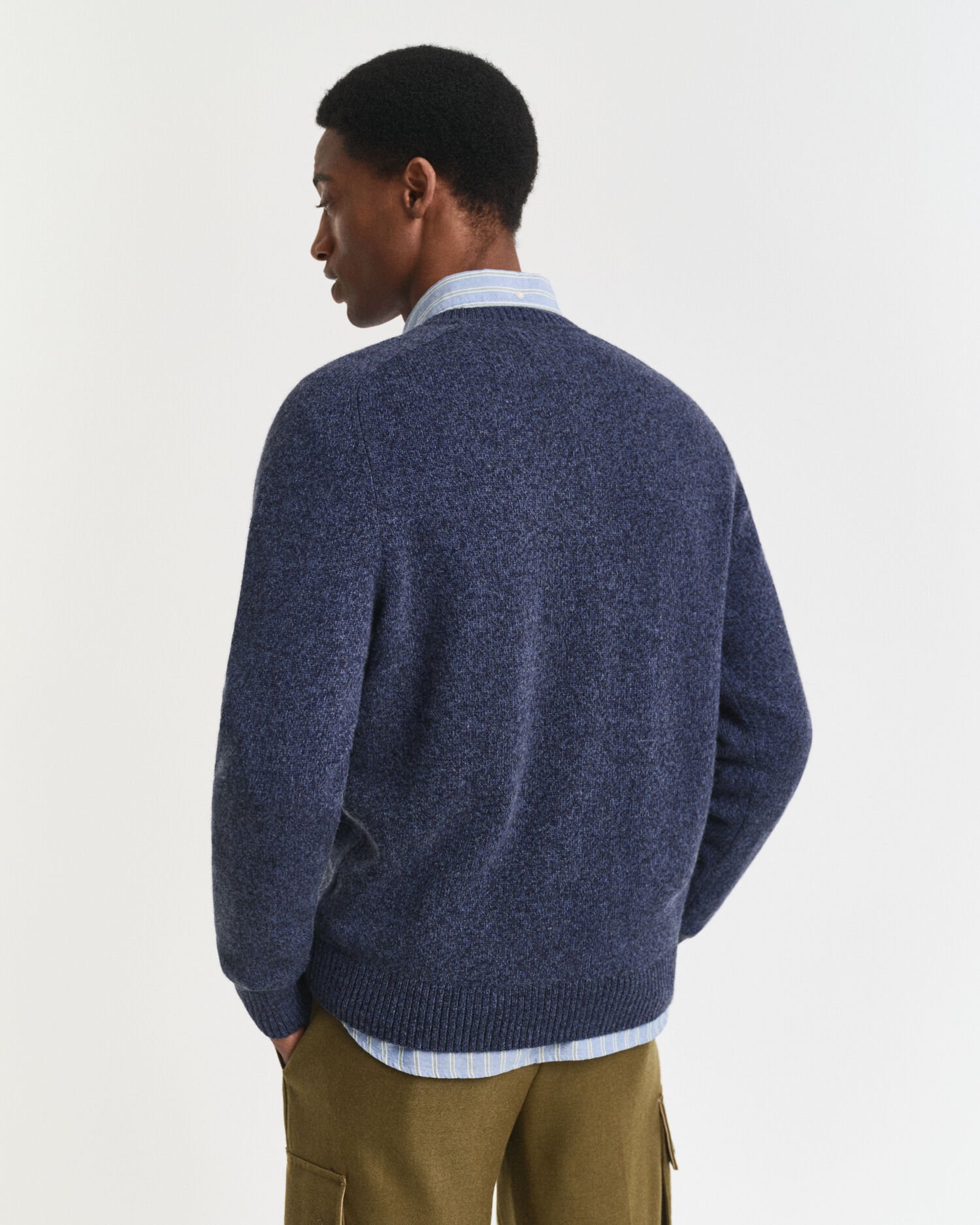 Wool Blend Mouliné Crew Neck Sweater