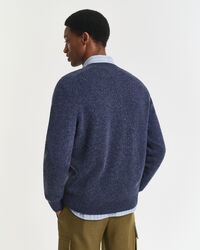 Wool Blend Mouliné Crew Neck Sweater
