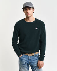 Ribbed Cotton Wool Crew Neck Sweater