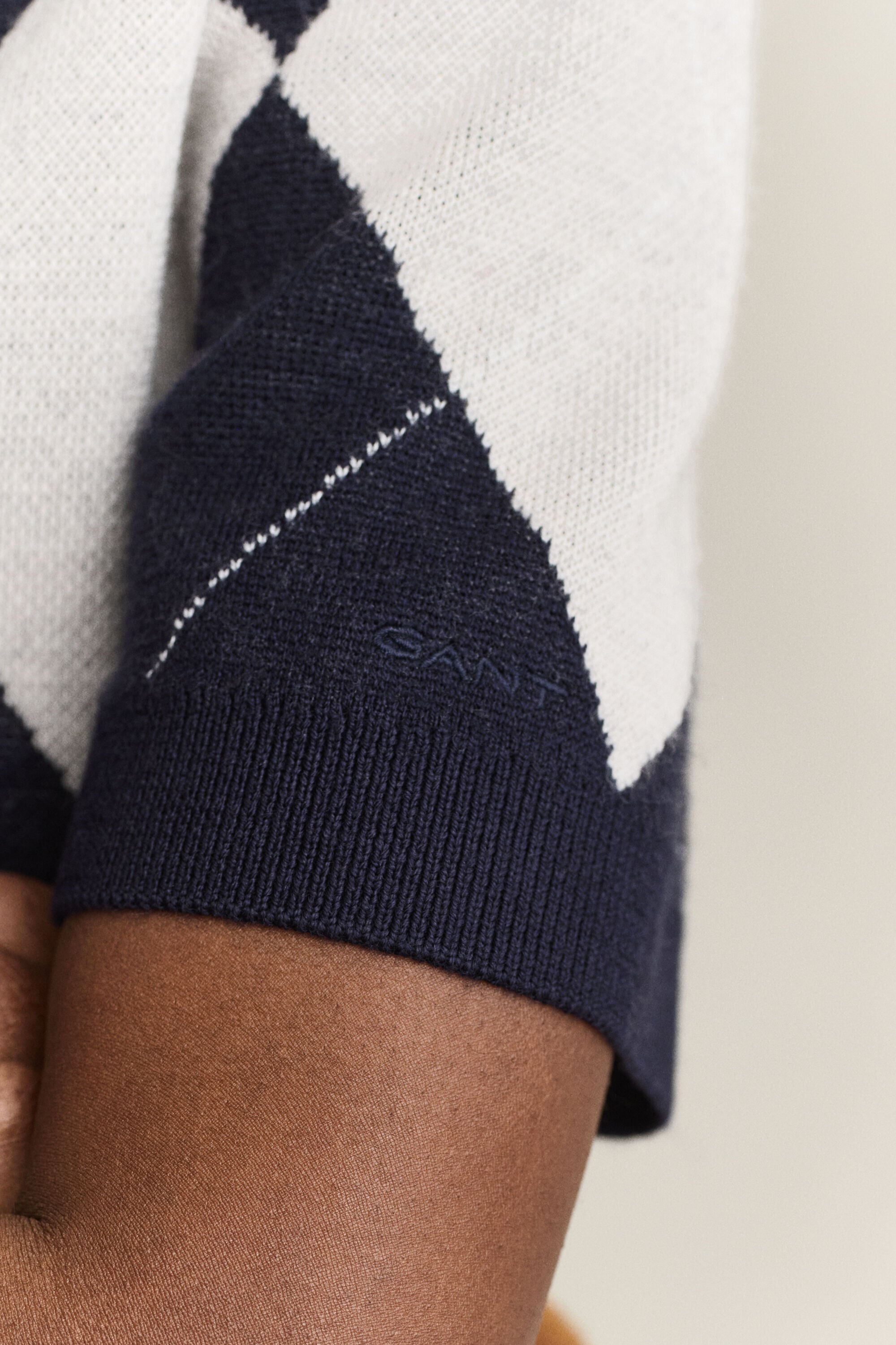 Wool Argyle Short Sleeve Sweater