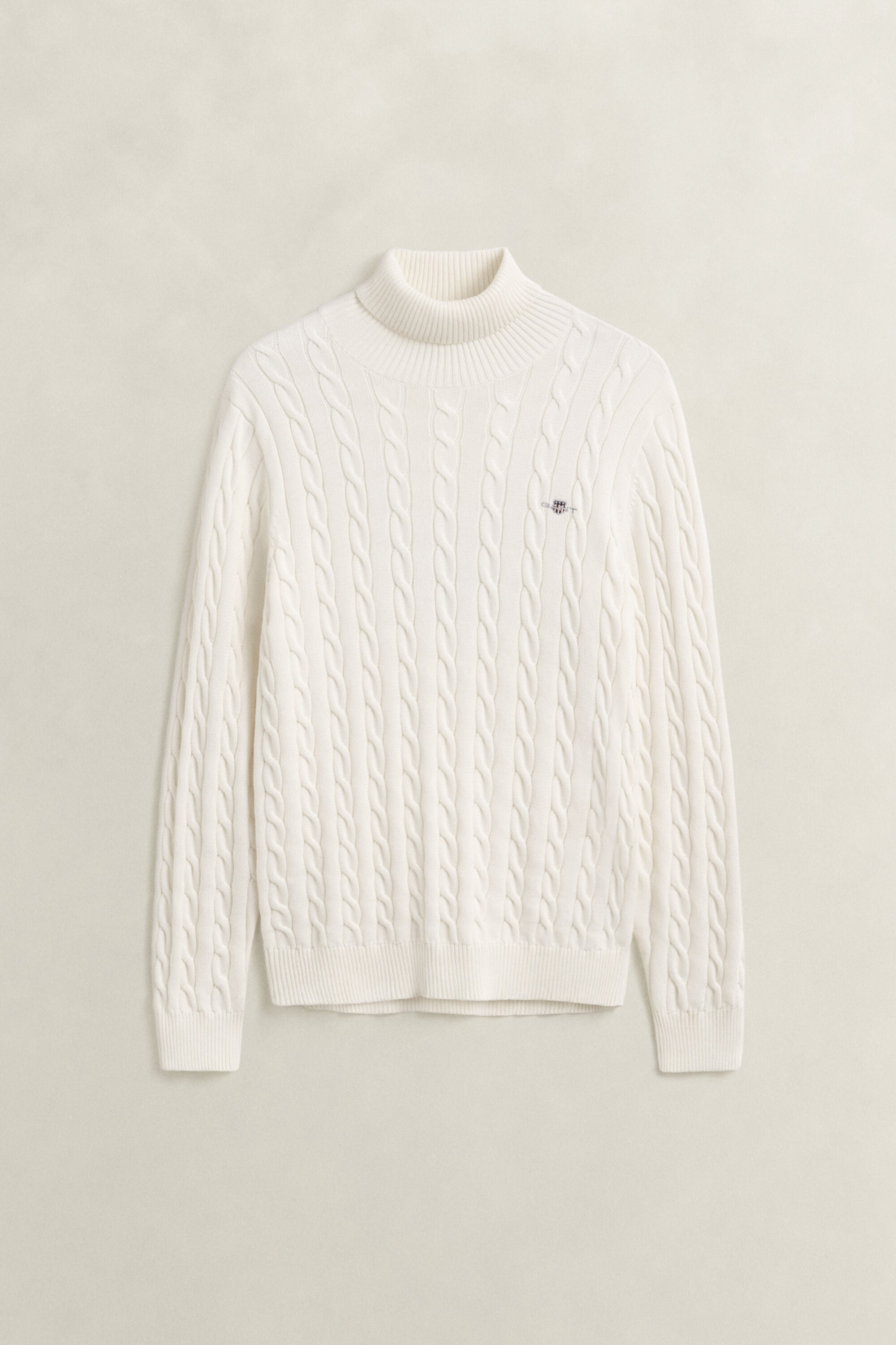 Cotton Cable Knit Turtleneck Sweater