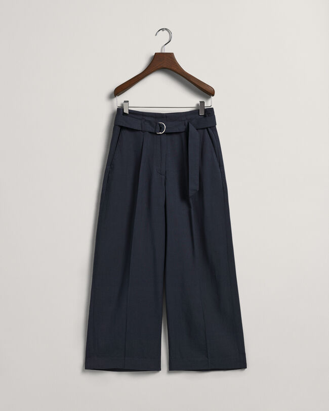 Wide Leg Cropped Belted Pants