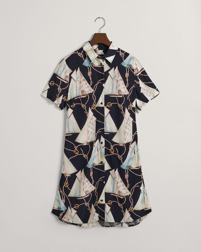 Slim Fit Sailing Print Shirt Dress