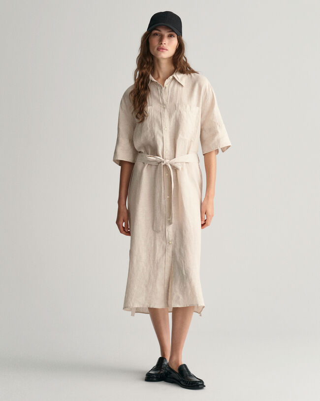 Linen Short Sleeve Shirt Dress