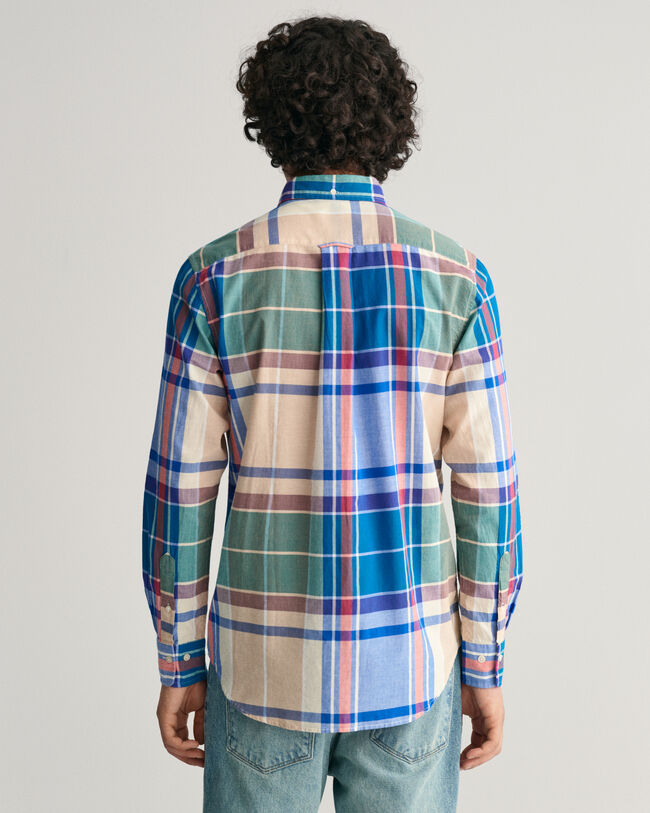 Regular Fit Indigo Madras Shirt