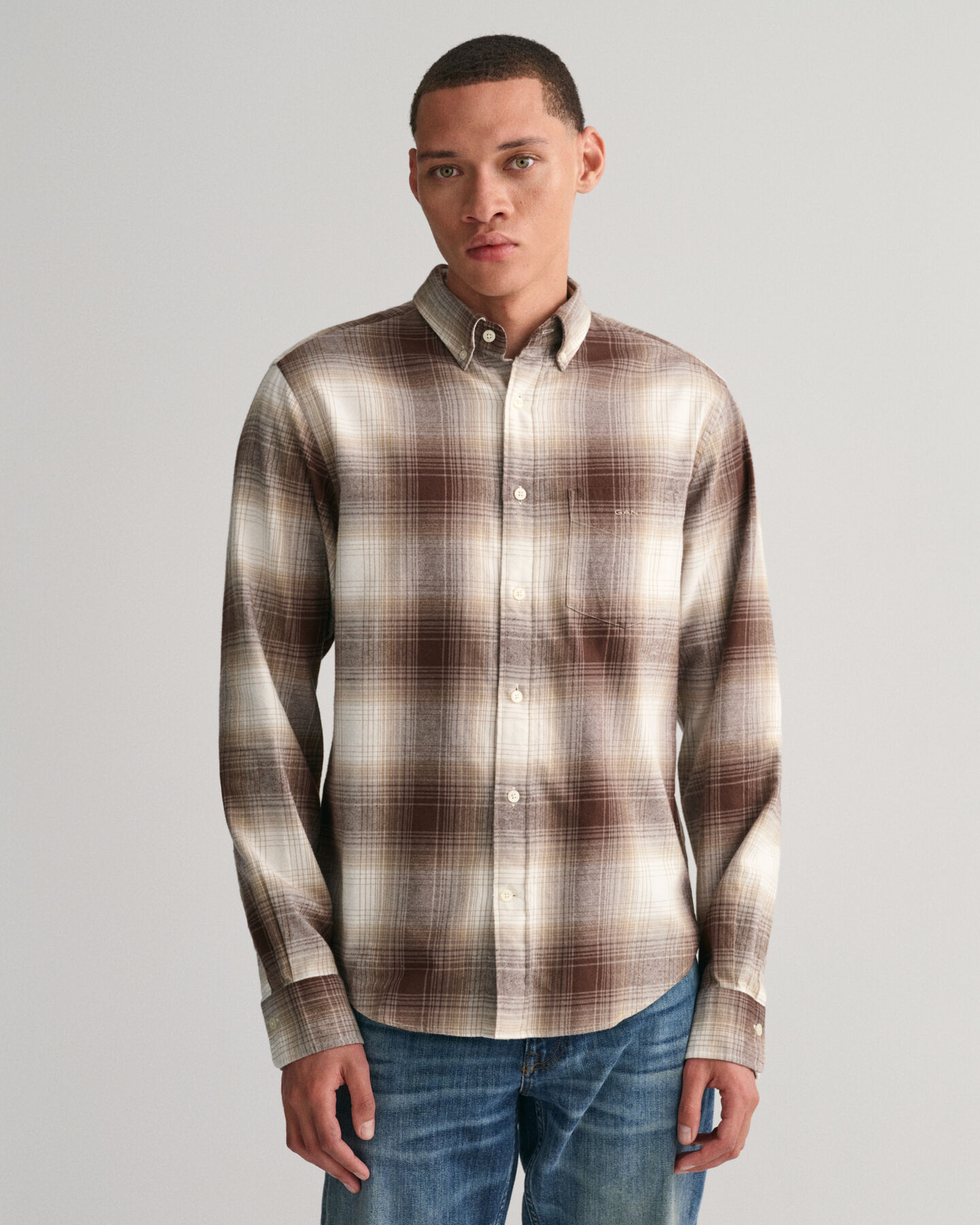 Regular Fit Shadow Check Flannel Shirt