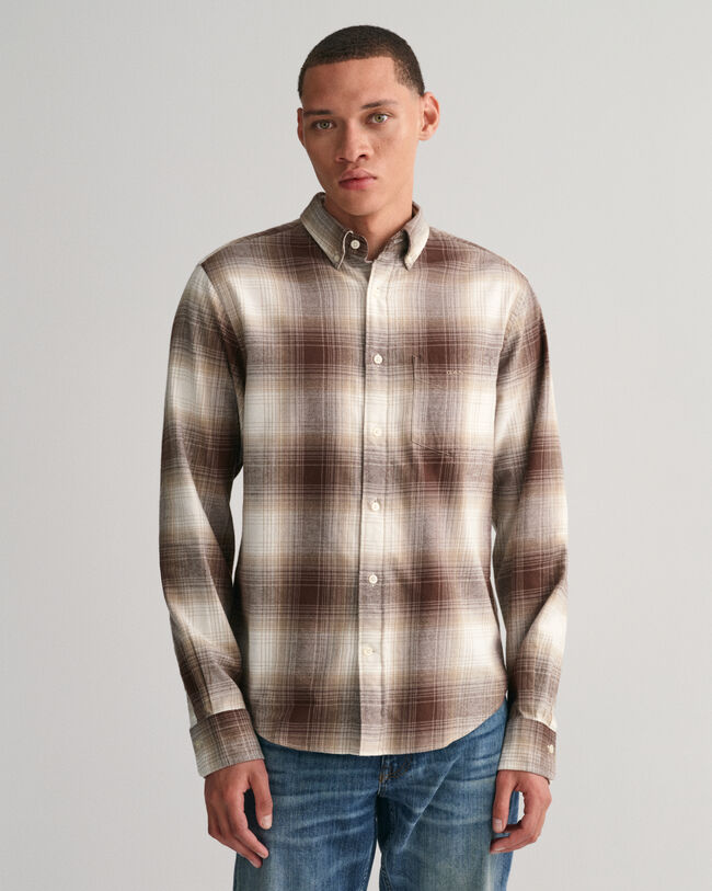 Regular Fit Shadow Check Flannel Shirt