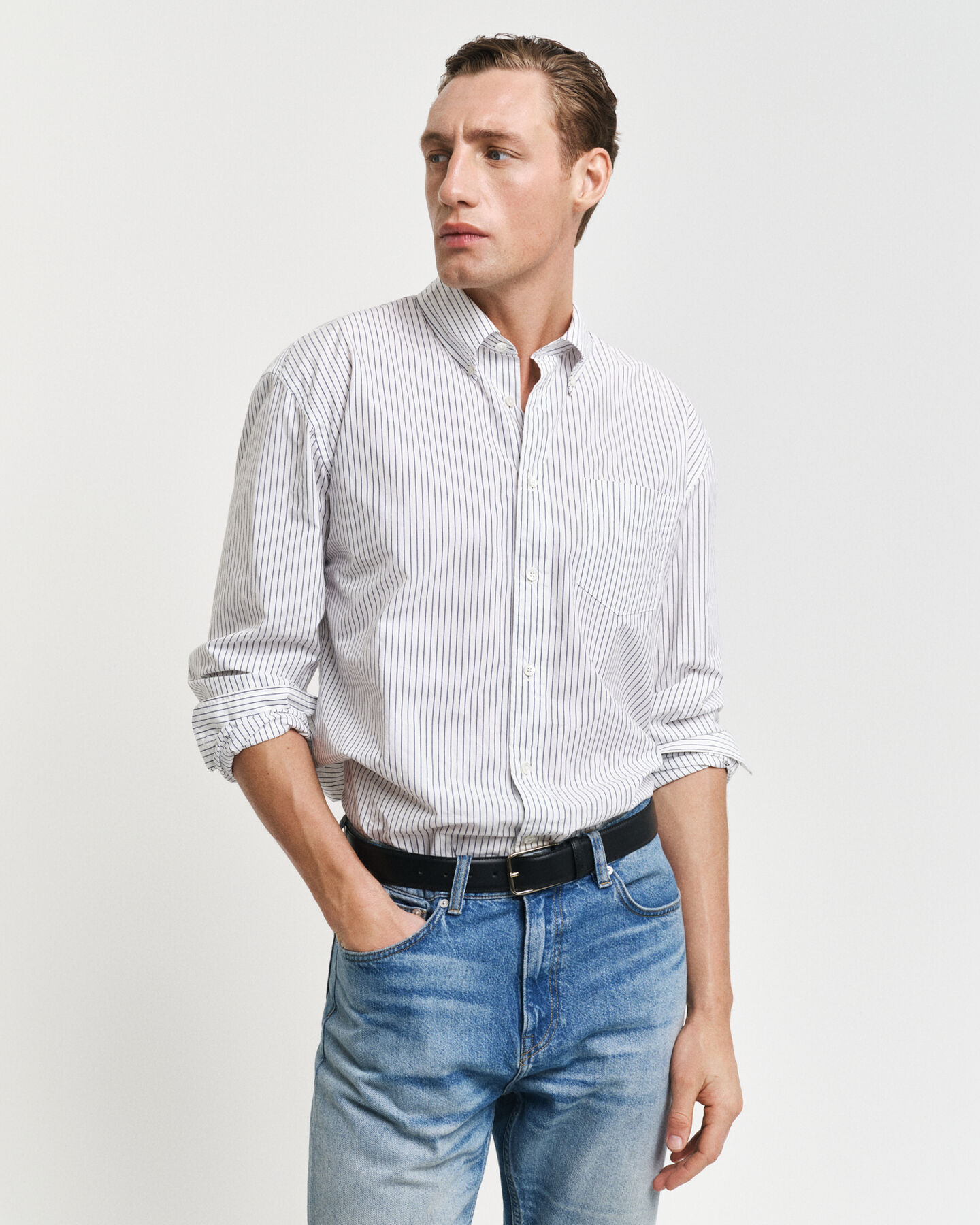 Relaxed Fit Striped Heritage Poplin Shirt