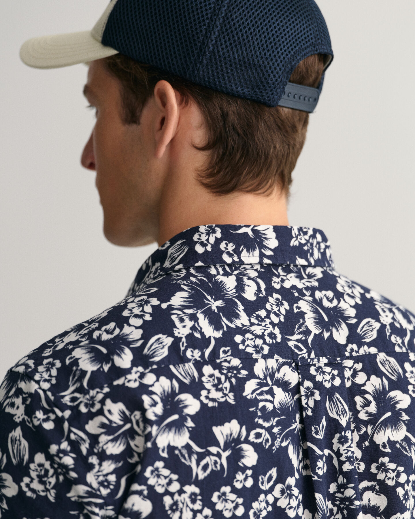 Regular Fit Floral Print Cotton Linen Short Sleeve Shirt