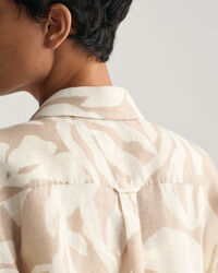 Relaxed Fit Palm Print Linen Short Sleeve Shirt