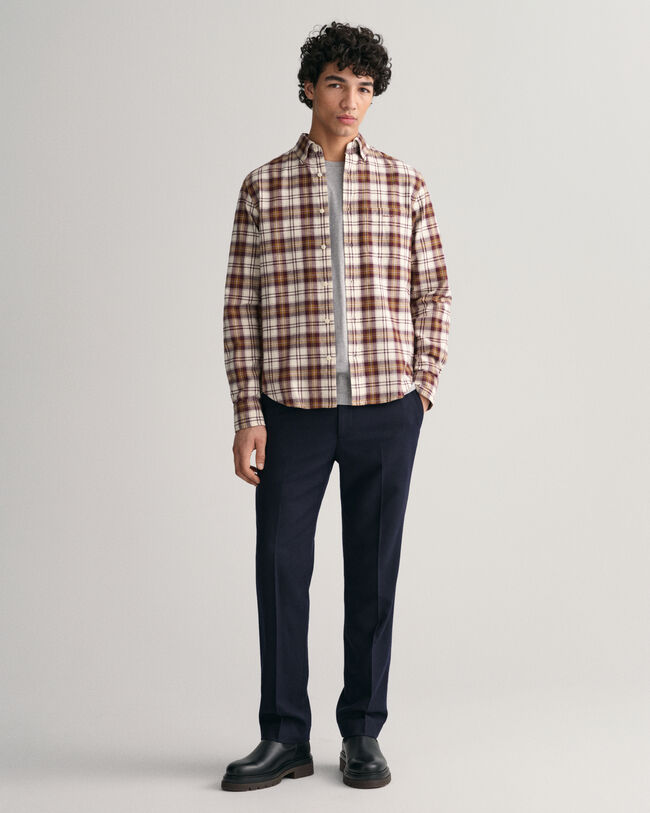 Regular Fit Checked Brushed Oxford Shirt
