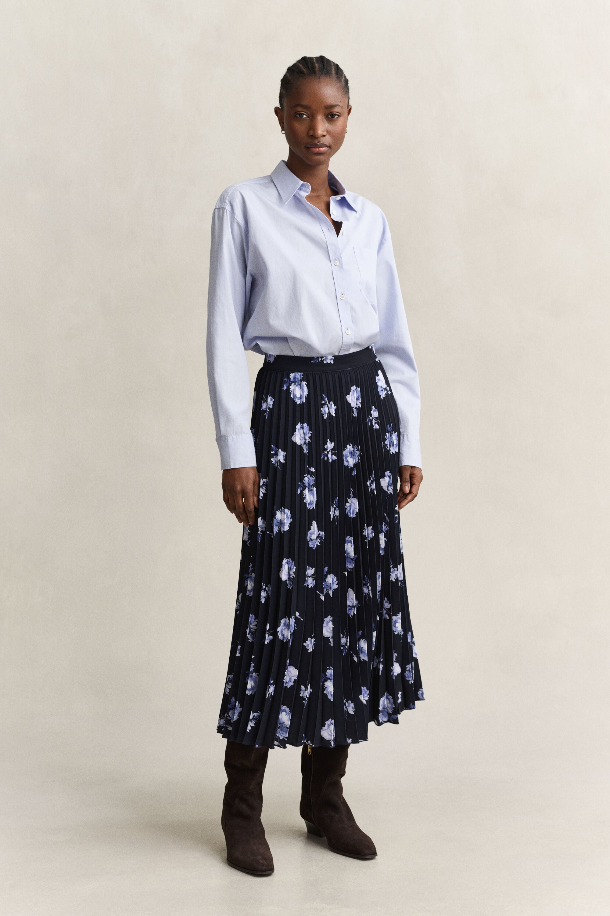 Floral Print Pleated Skirt