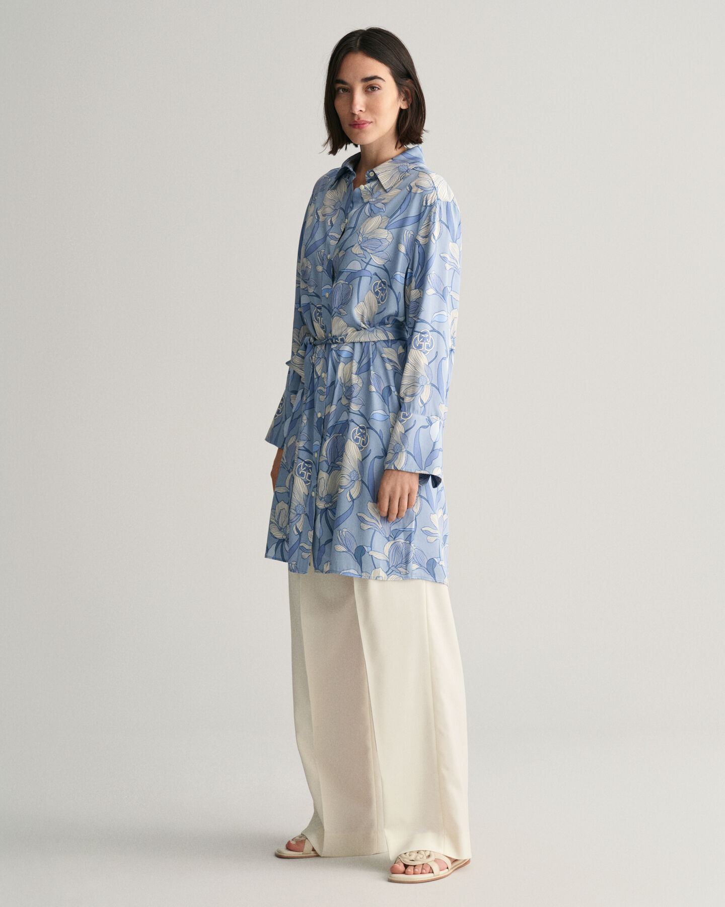 Magnolia Print Shirt Dress