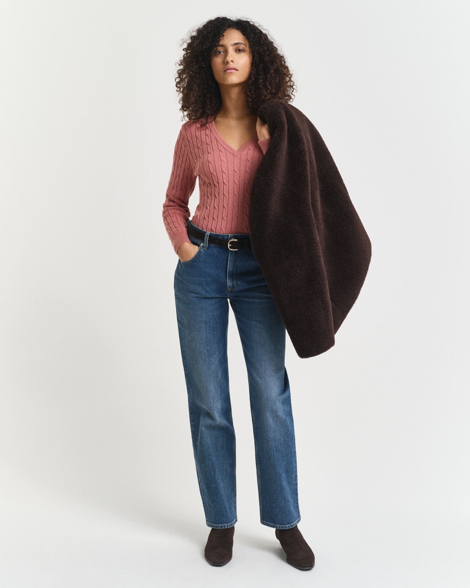 Cable Knit V-Neck Sweater