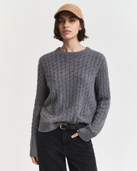 Cashmere Cable Knit Crew Neck Sweater