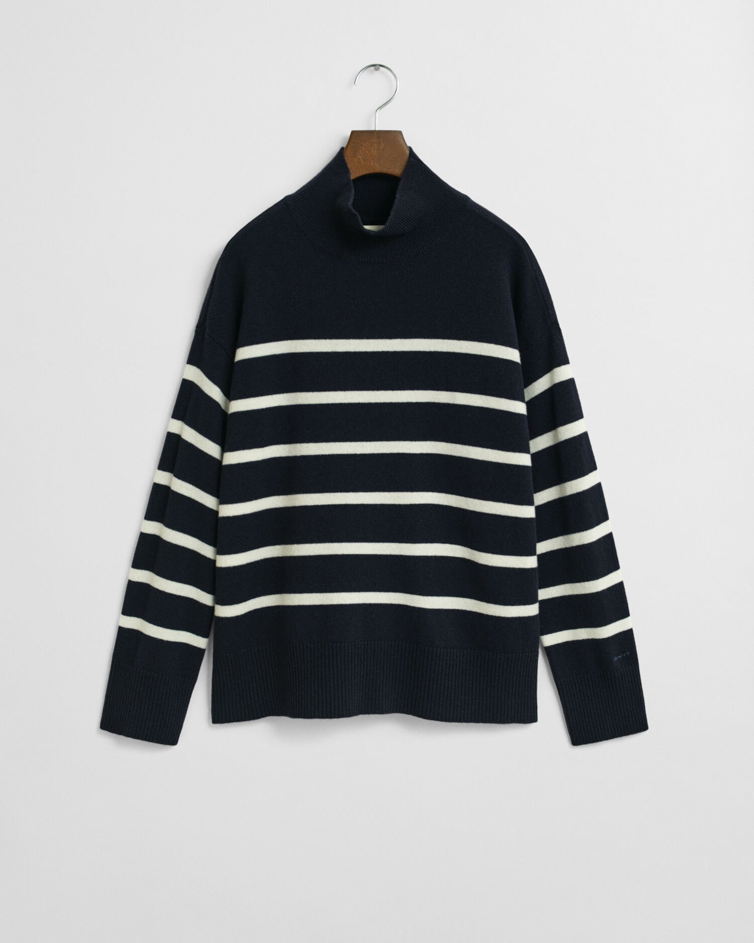 Striped Superfine Lambswool Turtleneck Sweater