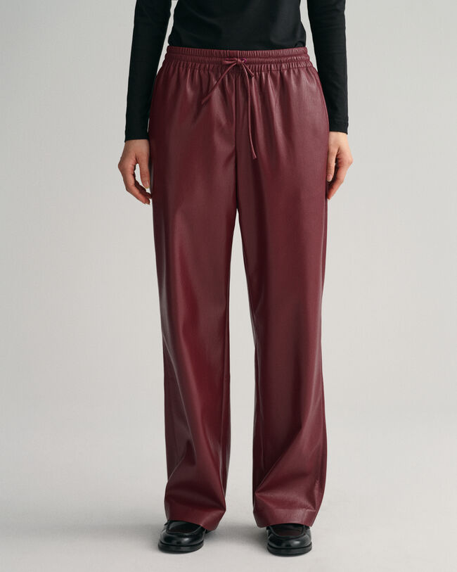 Relaxed Fit Faux Leather Pull-On Pants