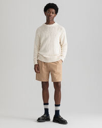 Relaxed Fit Slub Cotton Crew Neck Sweater