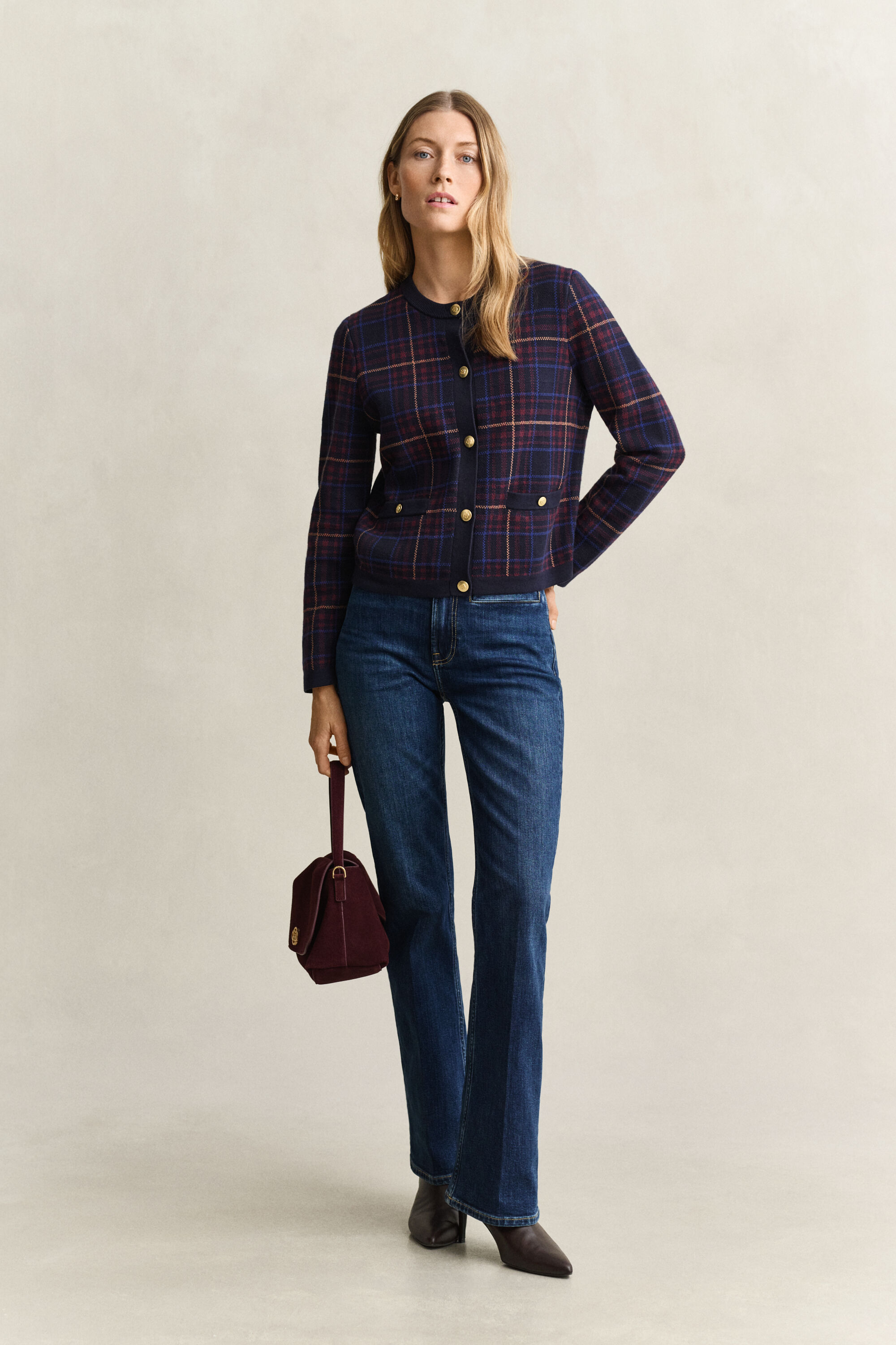 Knitted Check Cardigan