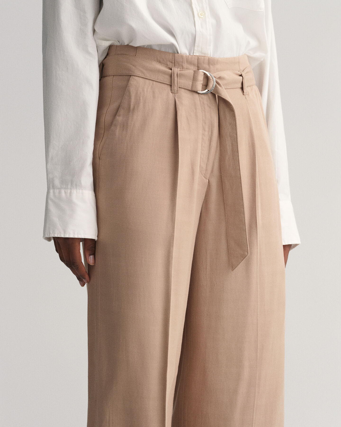 Wide Leg Cropped Belted Pants