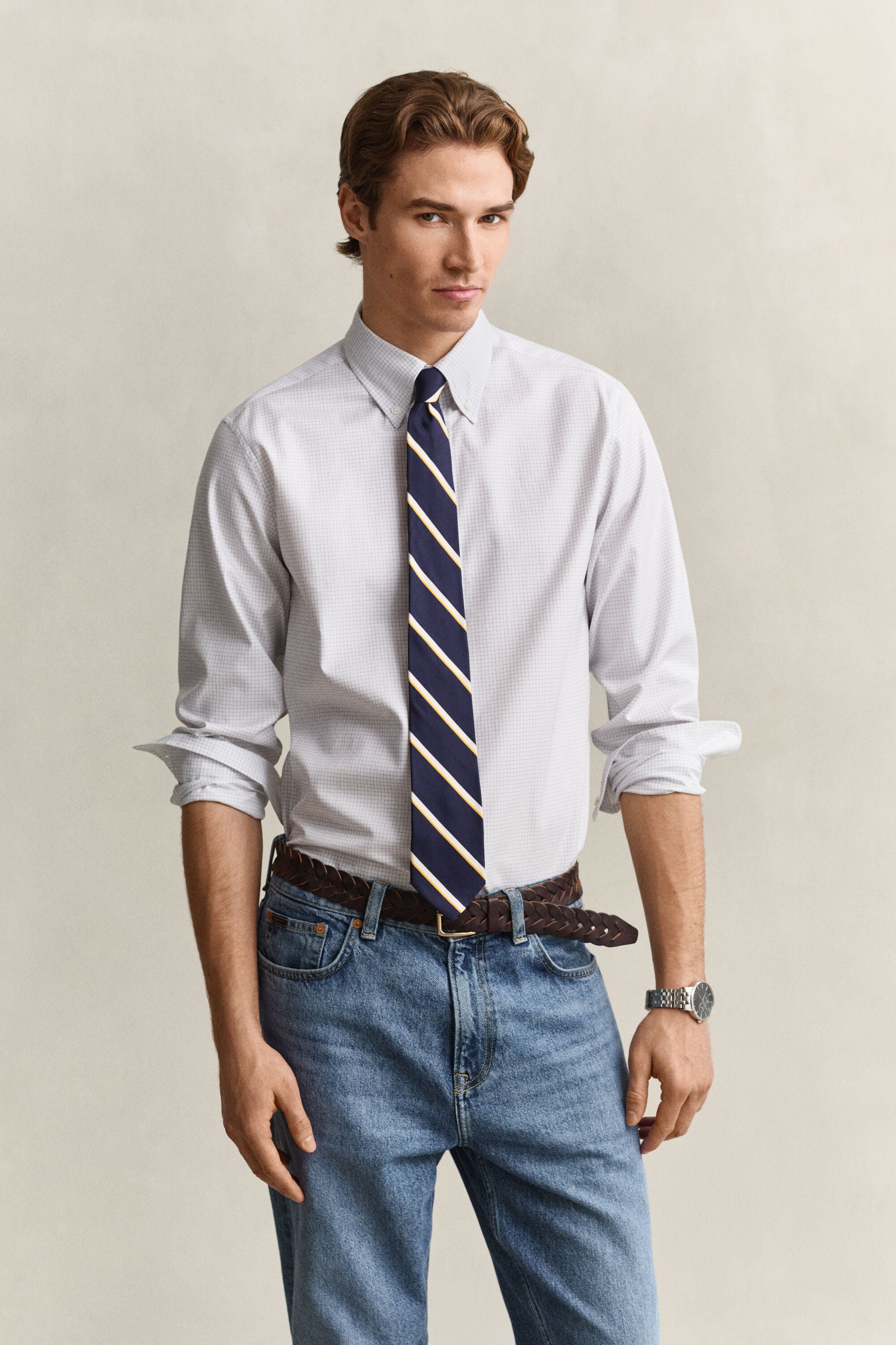 Checked Twill Dress Shirt