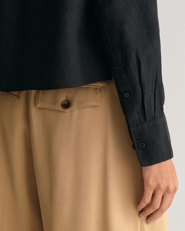 Relaxed Fit Cropped Linen Shirt