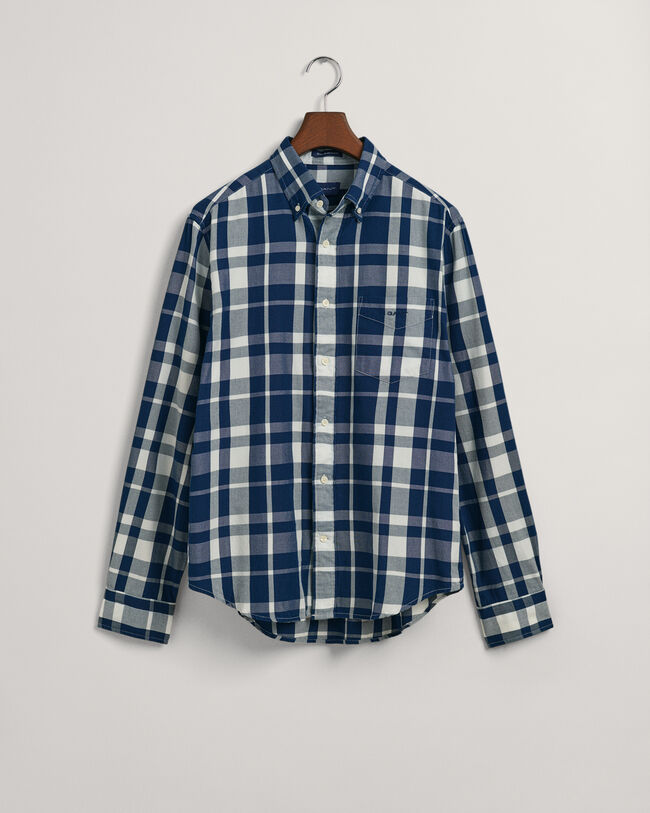 Regular Fit Indigo Plaid Twill Shirt