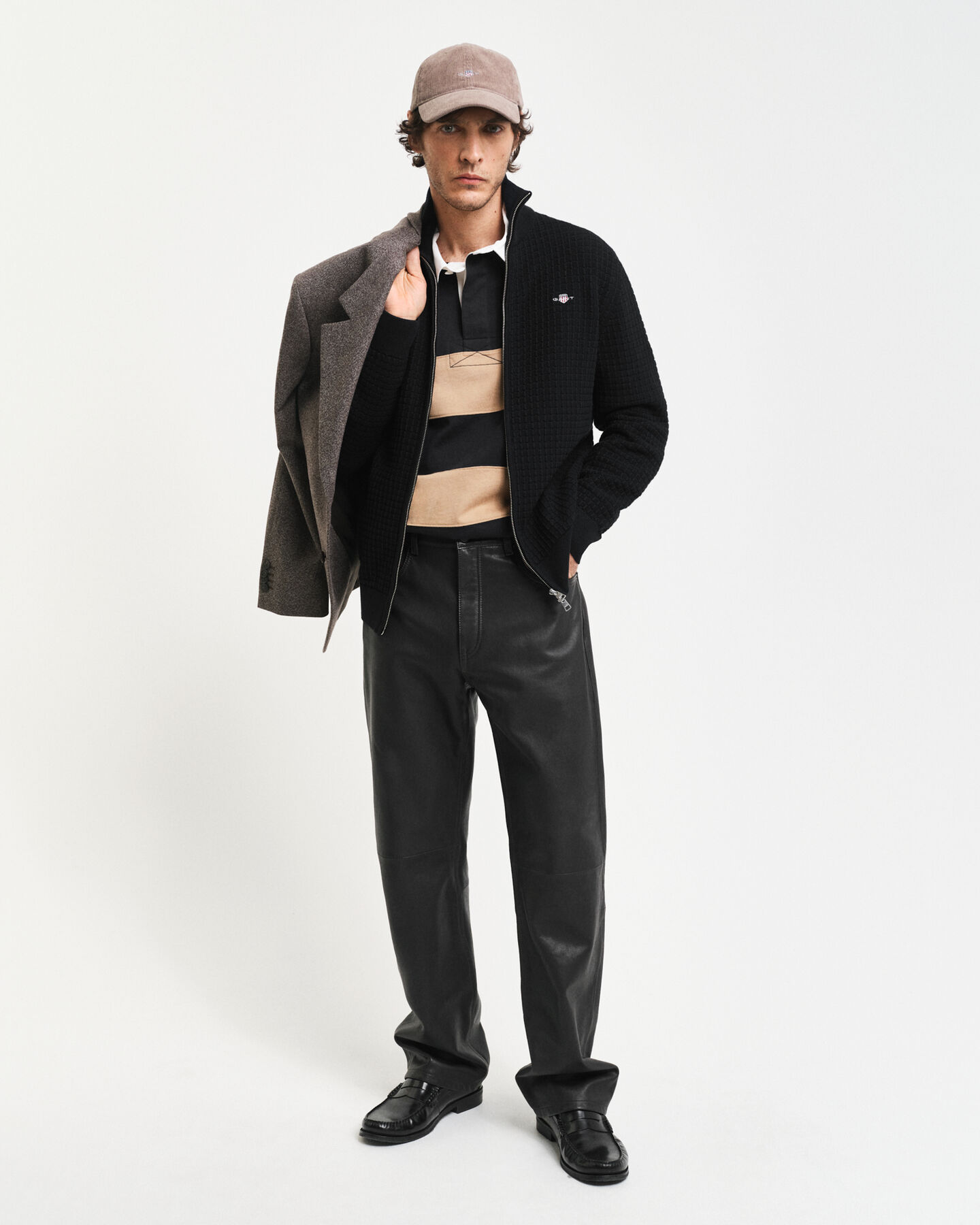 Textured Cotton Zip Cardigan