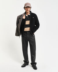 Textured Cotton Zip Cardigan