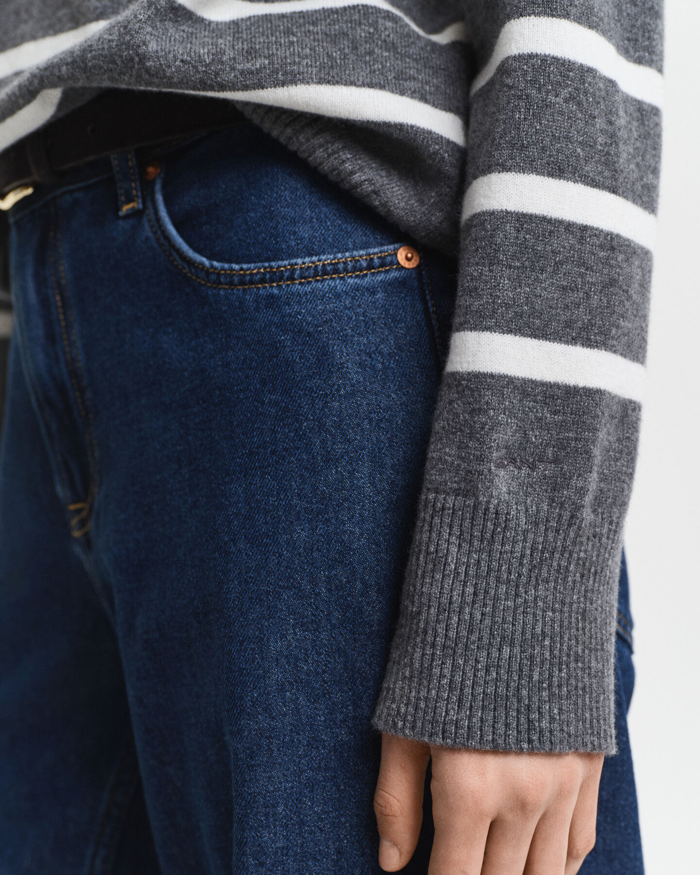 Striped Superfine Lambswool Turtleneck Sweater