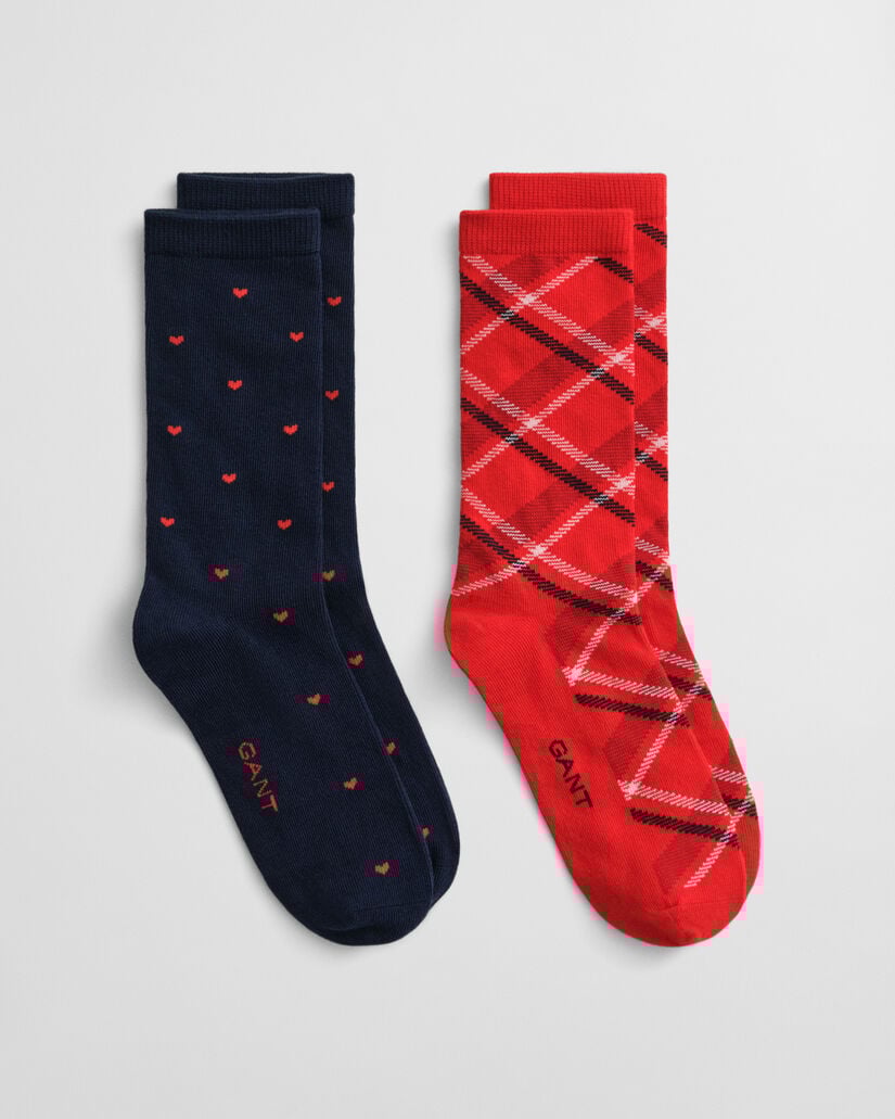 2-Pack Check & Heart Socks Gift Box