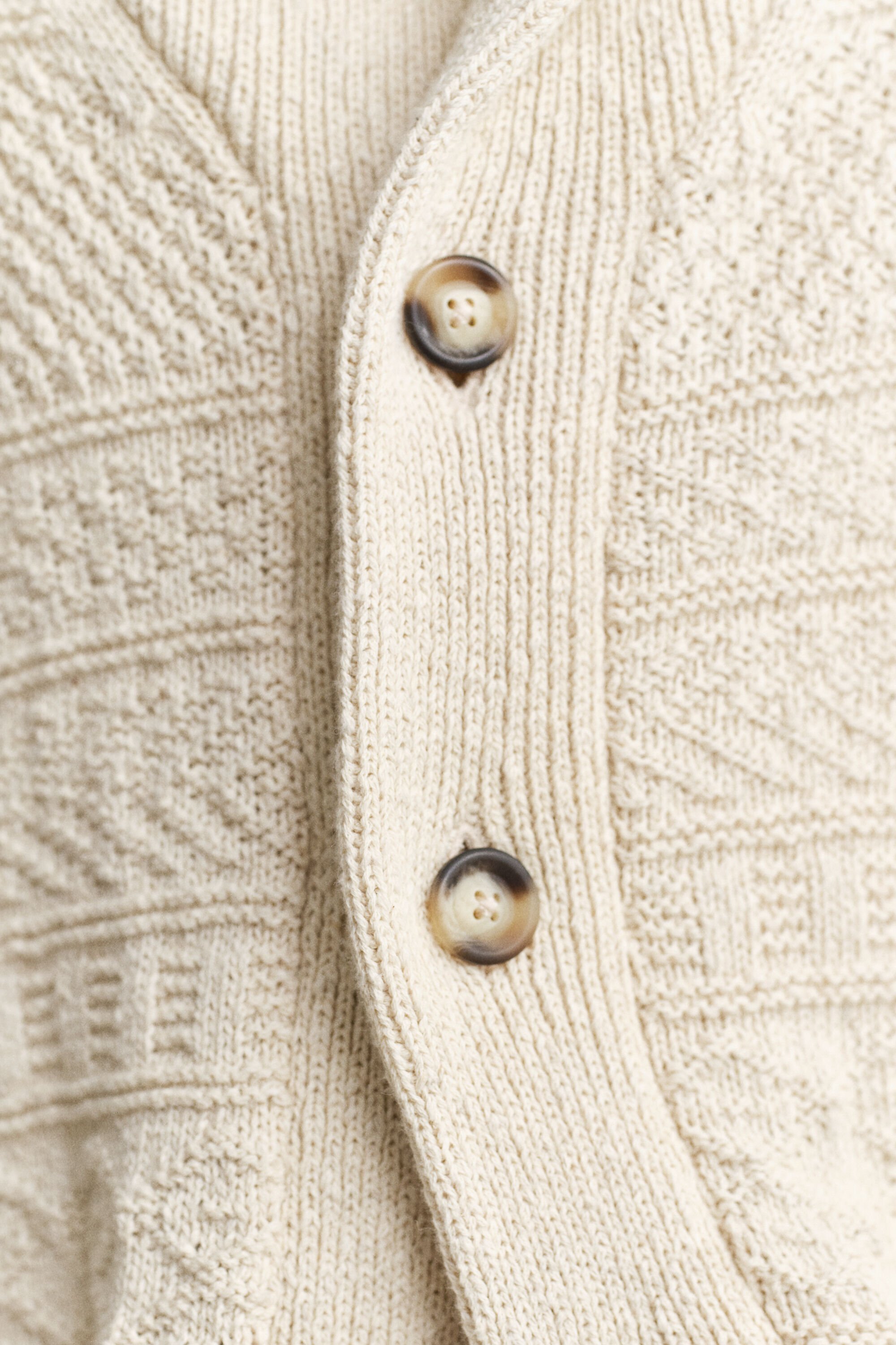 Textured Cotton Blend Cardigan