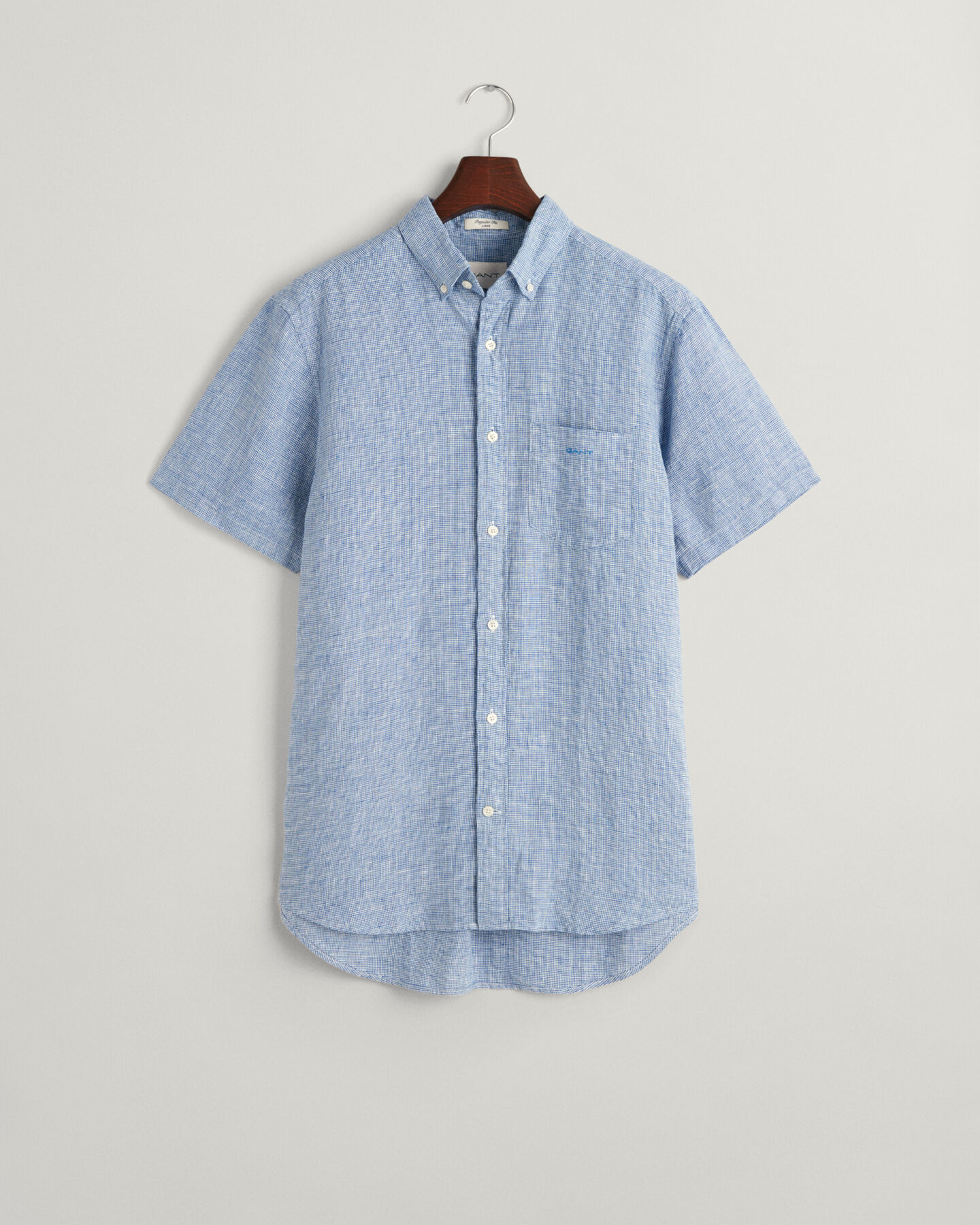 Regular Fit Houndstooth Linen Short Sleeve Shirt