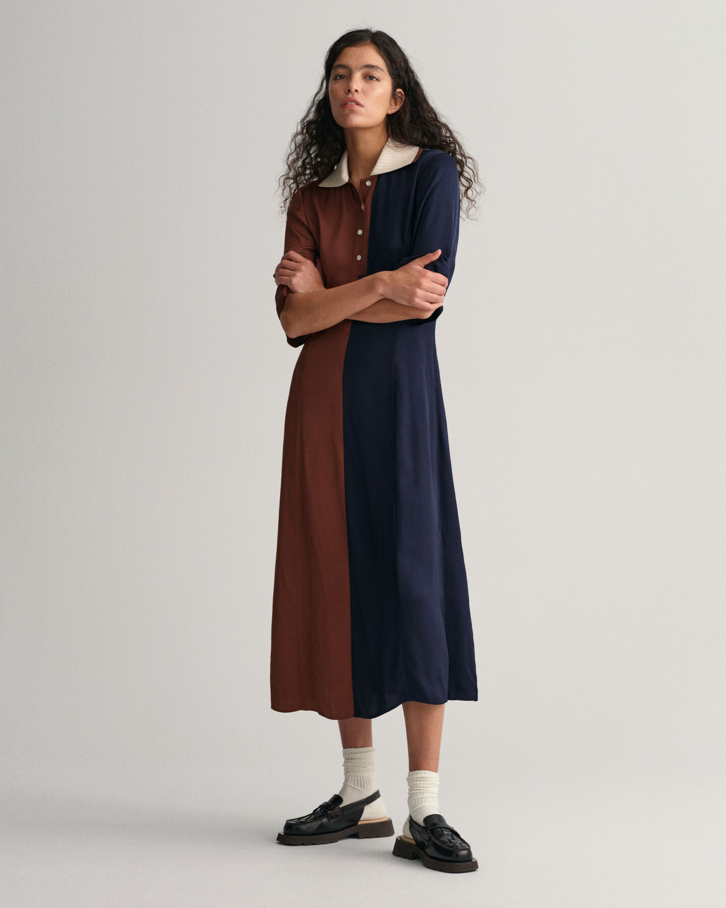 Color Block Short Sleeve Rugger Dress