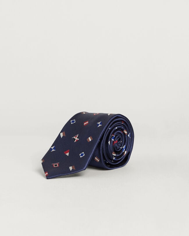 Sailing Print Silk Tie