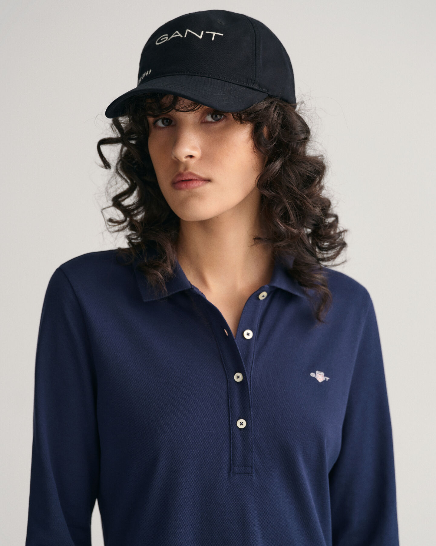 Shield Piqué Long Sleeve Dress