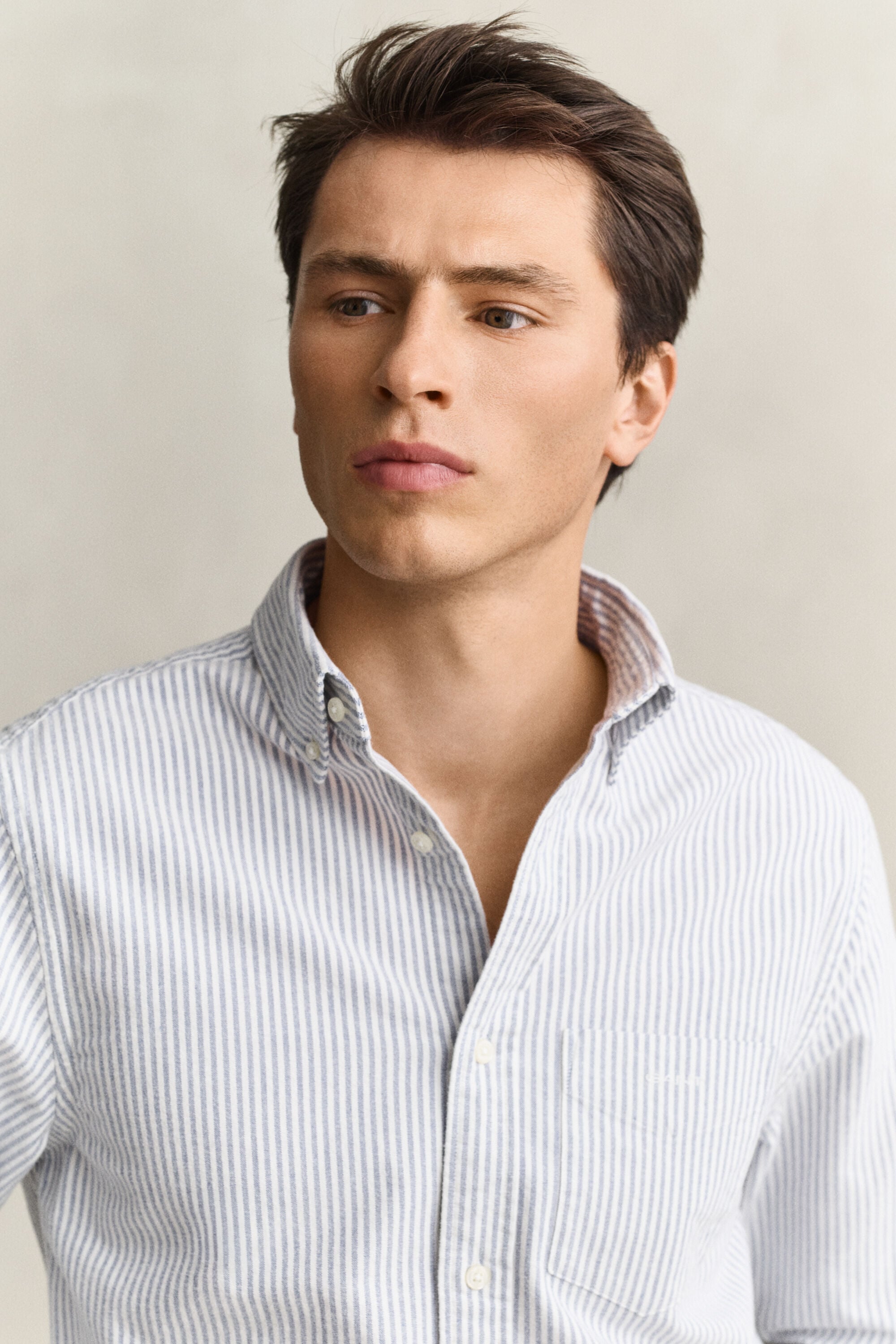 Striped Brushed Oxford Shirt — CRISP BLUE