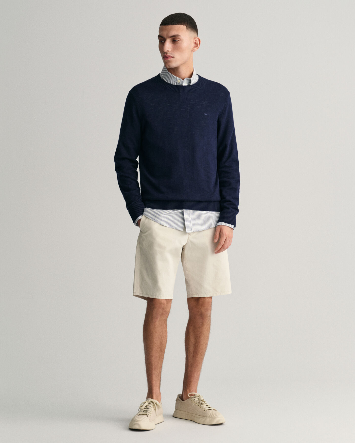 Cotton Linen Crew Neck Sweater