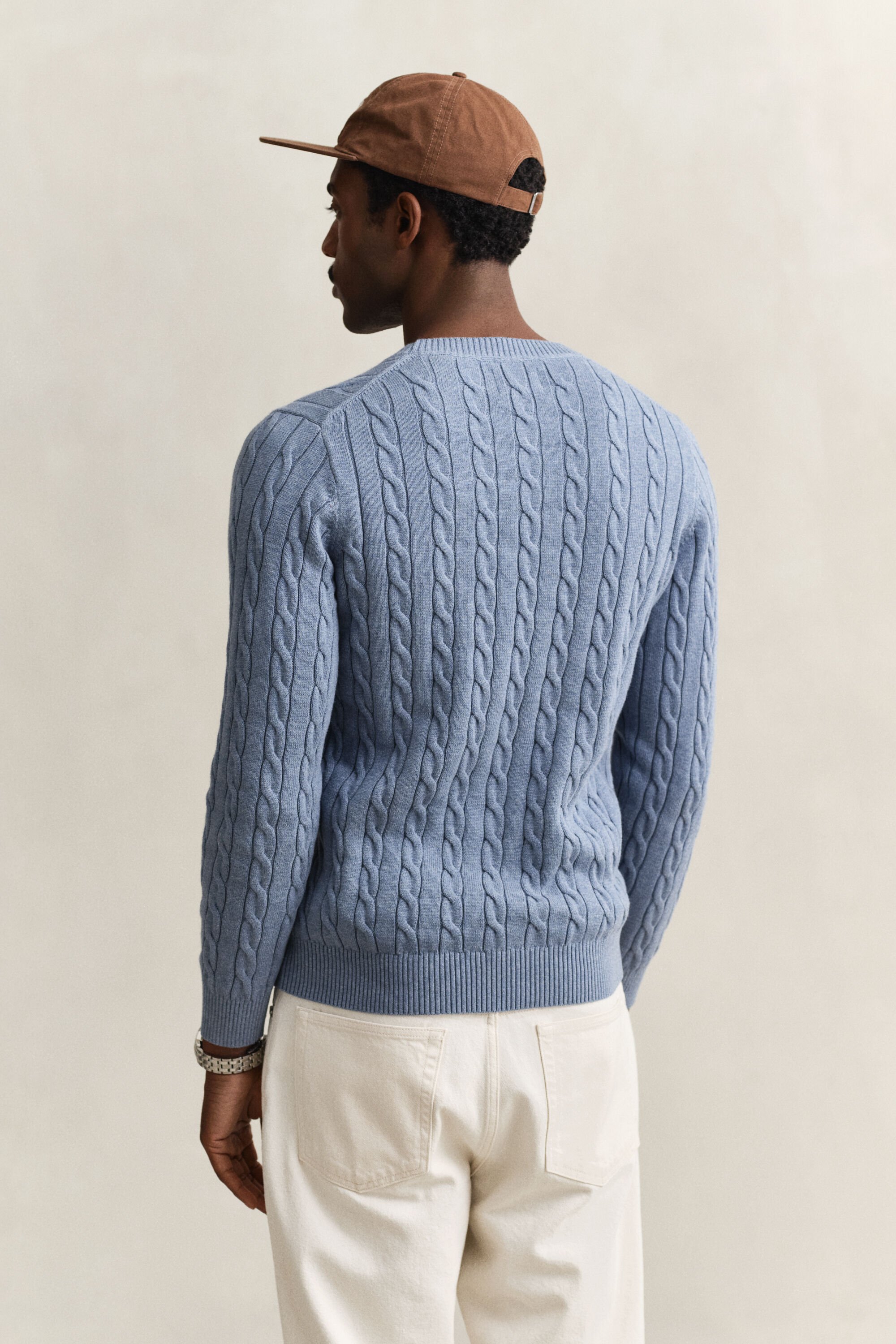 Cotton Cable Knit Crew Neck Sweater