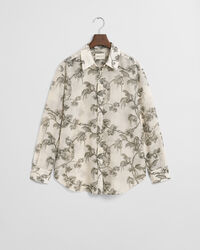 Relaxed Fit Tree Printed Cotton Silk Shirt