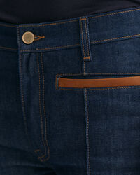 Slim Fit Leather Detail Jeans