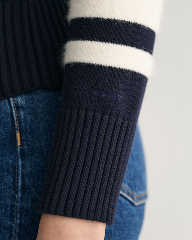 Block Striped Crew Neck Sweater