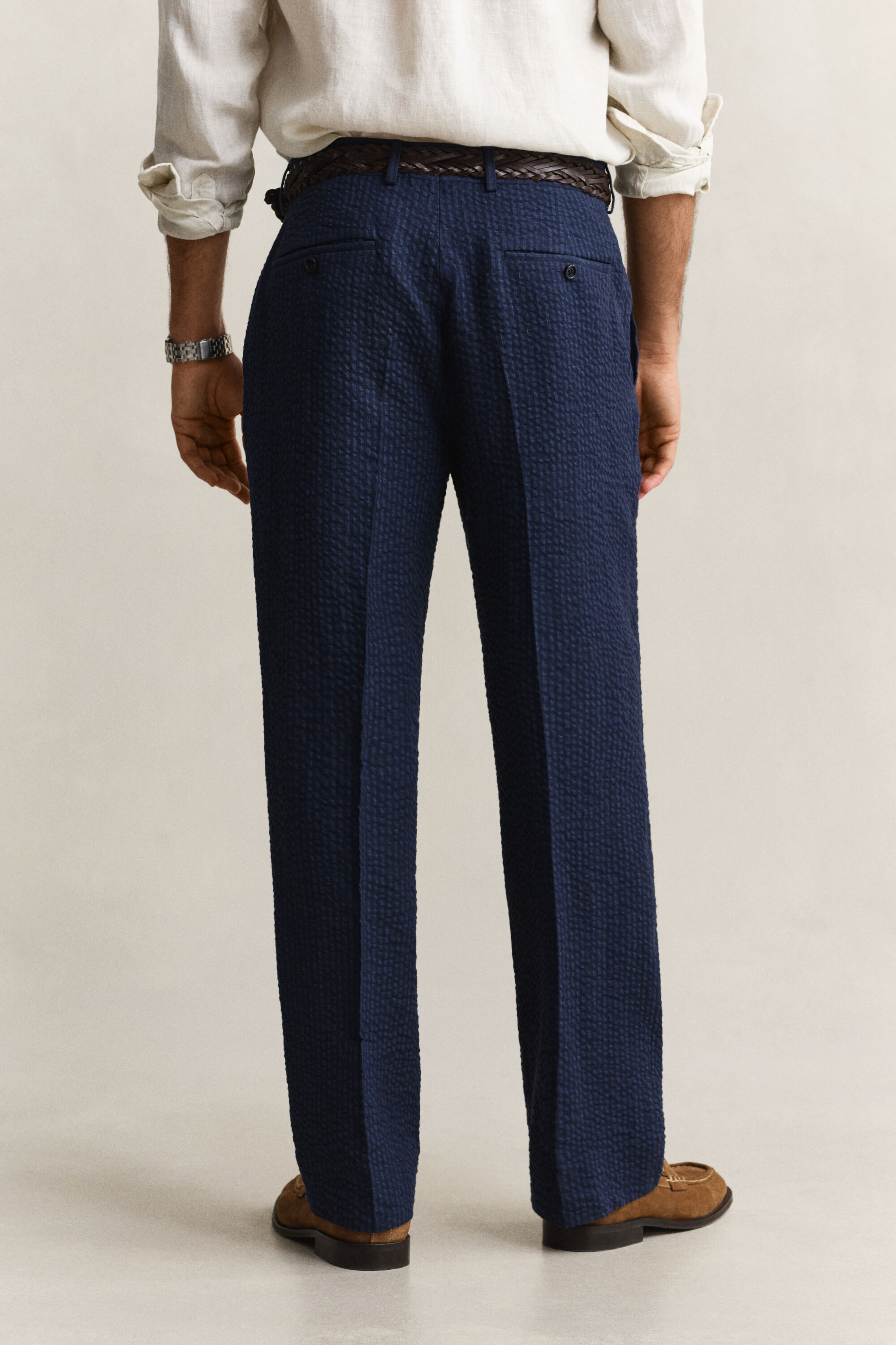 Indigo Seersucker Suit Pants