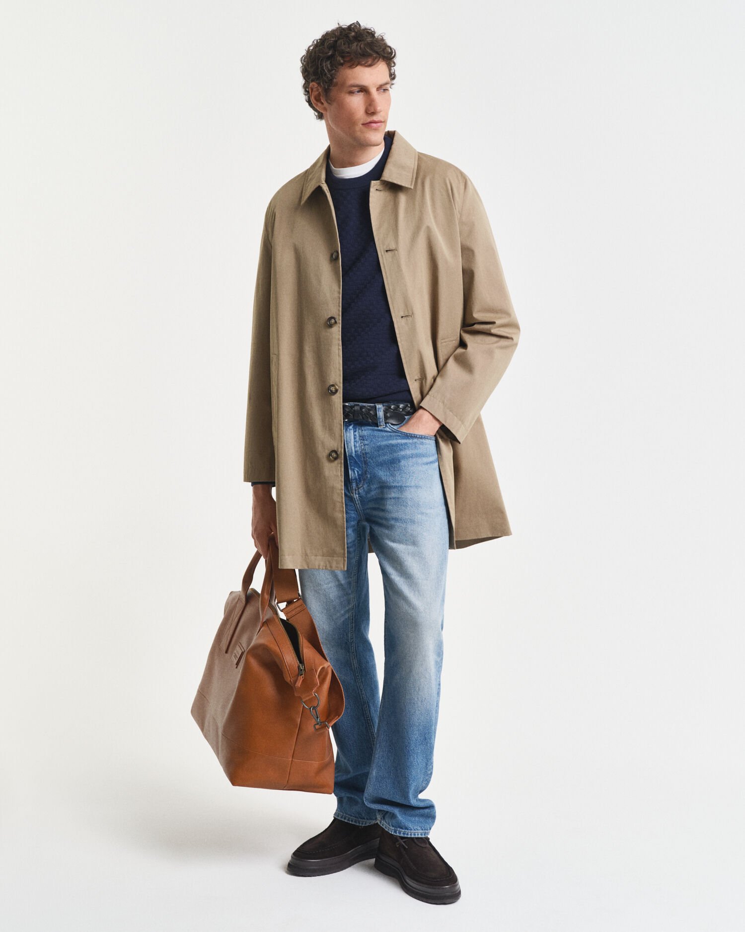 Micro Textured Crew Neck Sweater