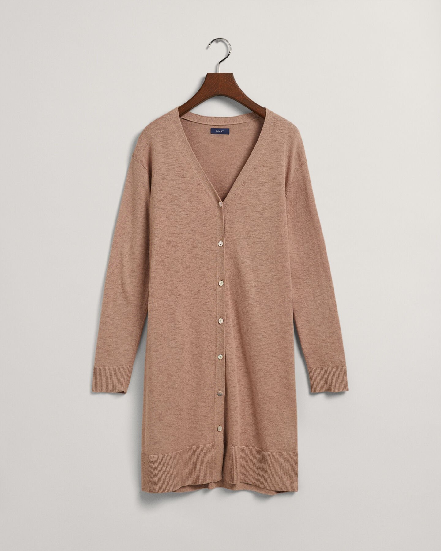 Linen Blend Long V-Neck Cardigan